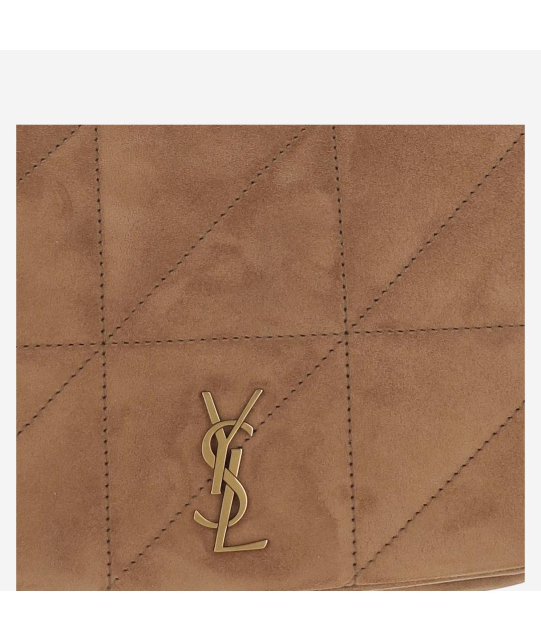 SAINT LAURENT Коричневая замшевая сумка через плечо, фото 4