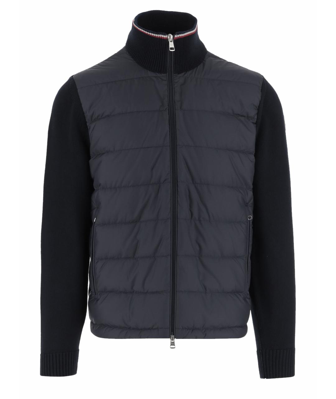 MONCLER Темно-синяя полиэстеровая куртка, фото 1