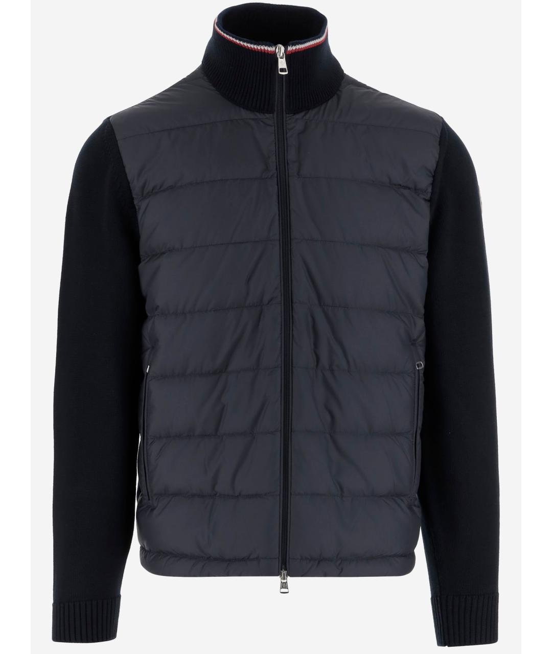 MONCLER Темно-синяя полиэстеровая куртка, фото 4