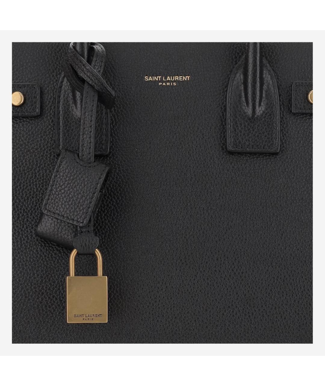 SAINT LAURENT Черная кожаная сумка тоут, фото 5
