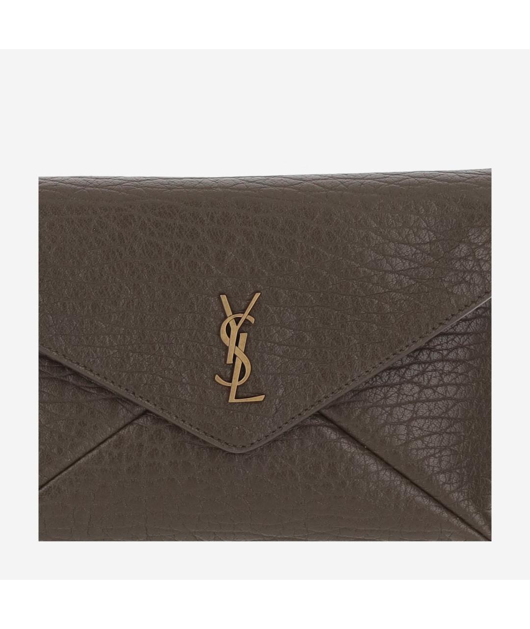 SAINT LAURENT Коричневая кожаная сумка через плечо, фото 4