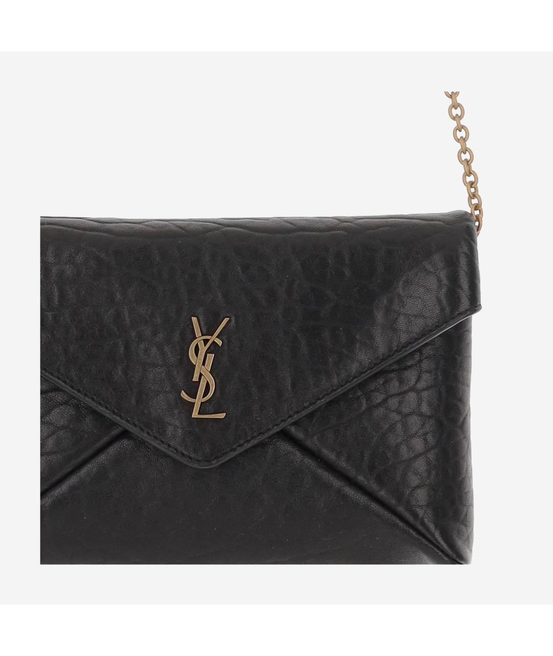 SAINT LAURENT Черная кожаная сумка через плечо, фото 4