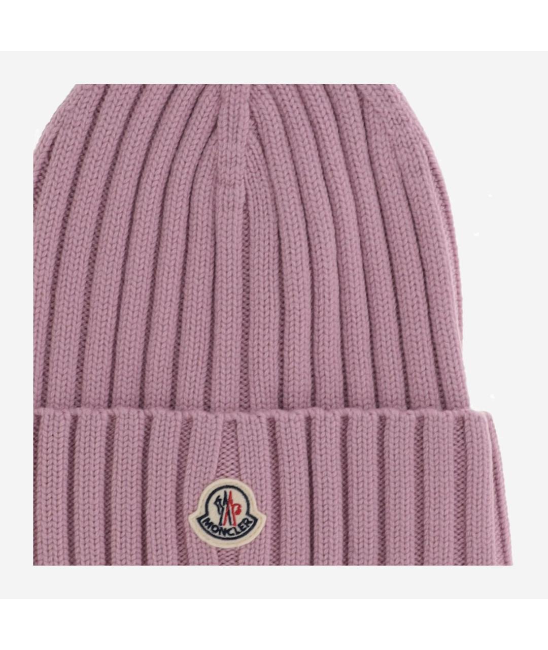 MONCLER Розовая шерстяная шапка, фото 3