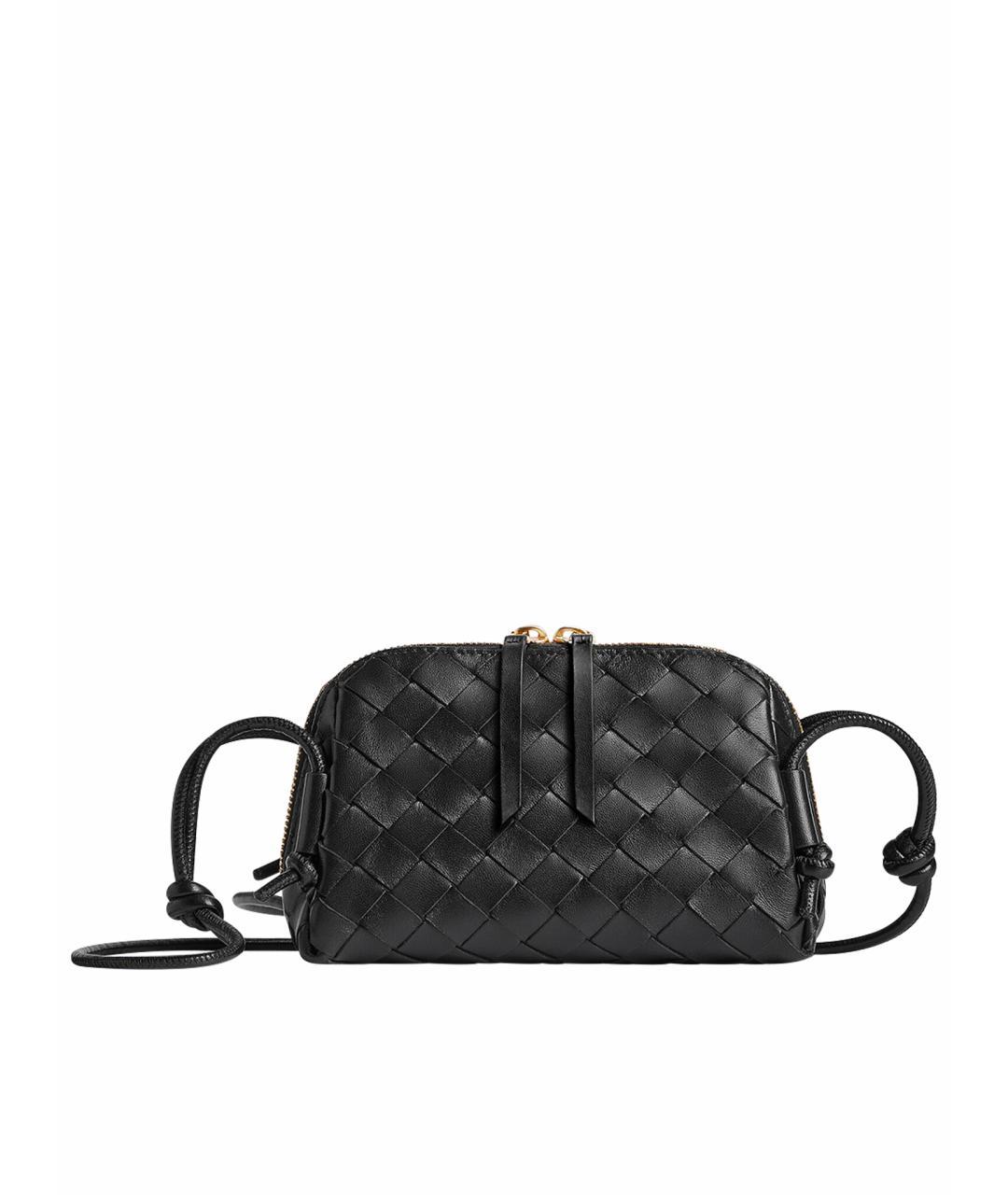 BOTTEGA VENETA Черная кожаная сумка через плечо, фото 1