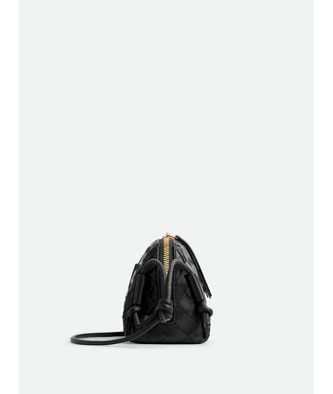 BOTTEGA VENETA Черная кожаная сумка через плечо, фото 4