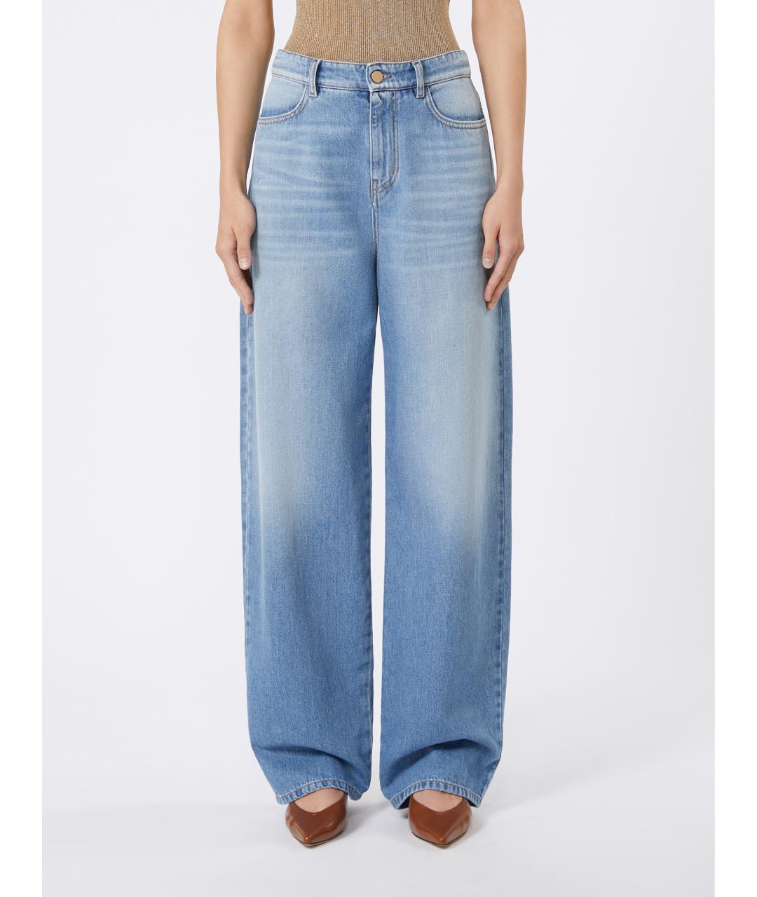 MAX MARA Синие хлопковые прямые джинсы, фото 3
