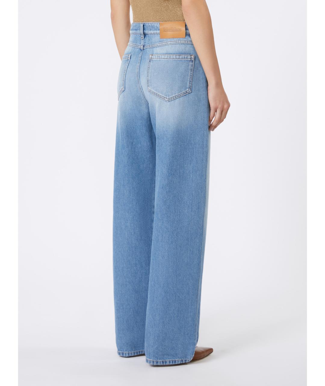 MAX MARA Синие хлопковые прямые джинсы, фото 4