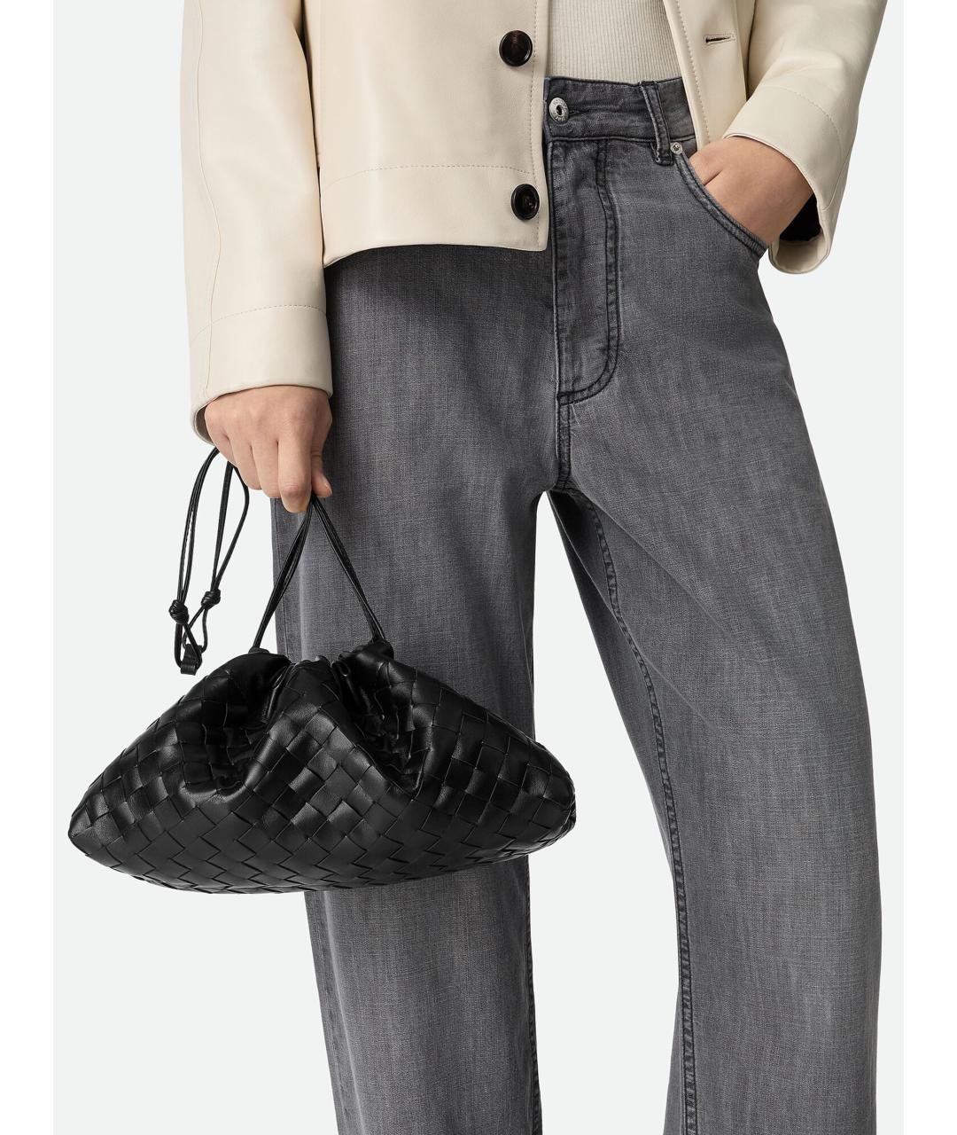 BOTTEGA VENETA Черная кожаная сумка через плечо, фото 5