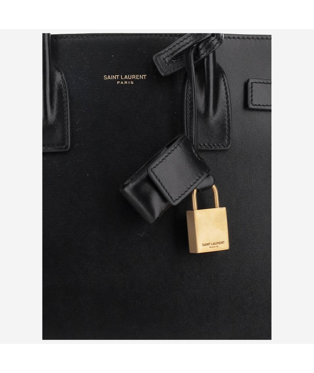SAINT LAURENT Черная кожаная сумка тоут, фото 5