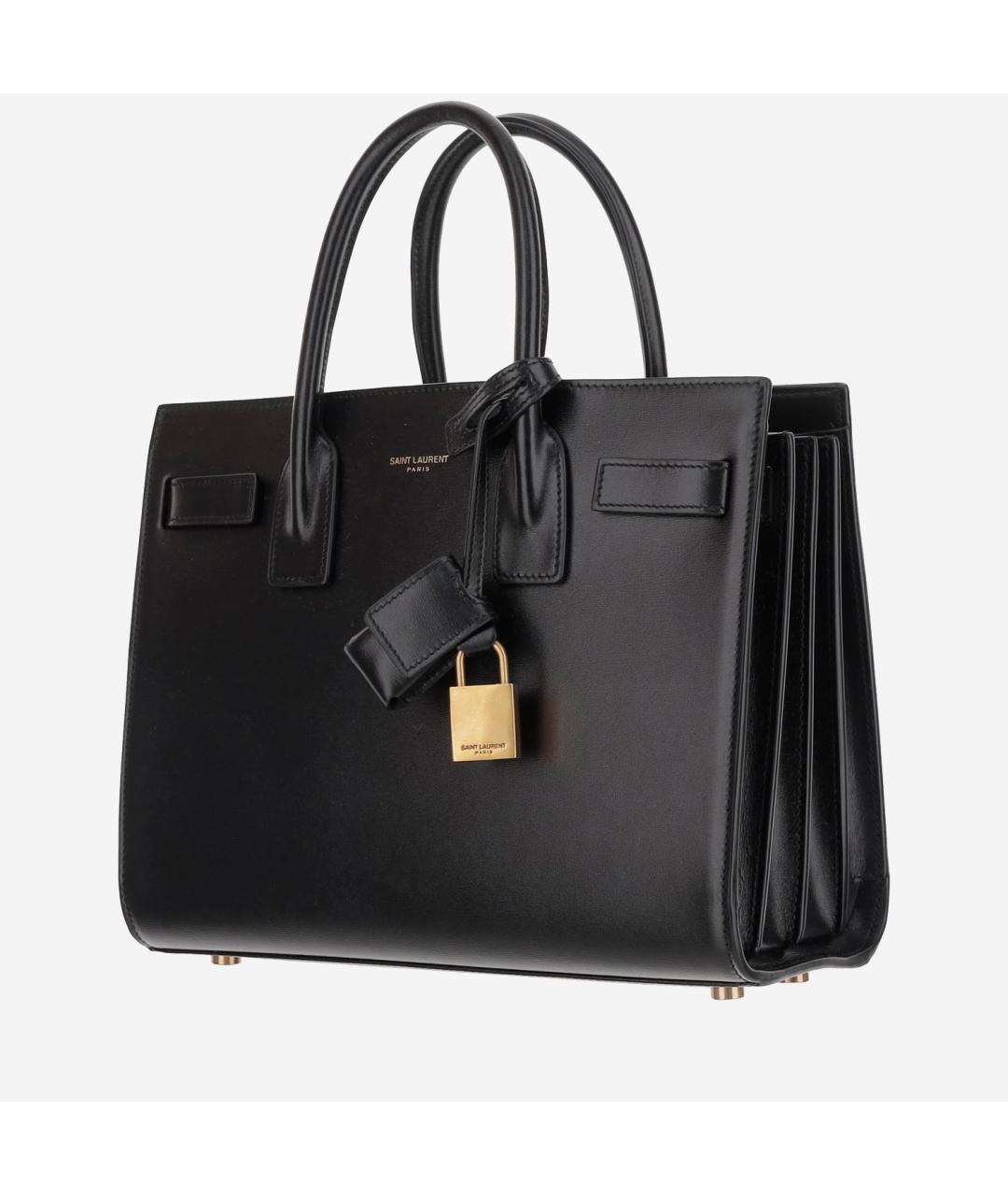 SAINT LAURENT Черная кожаная сумка тоут, фото 2