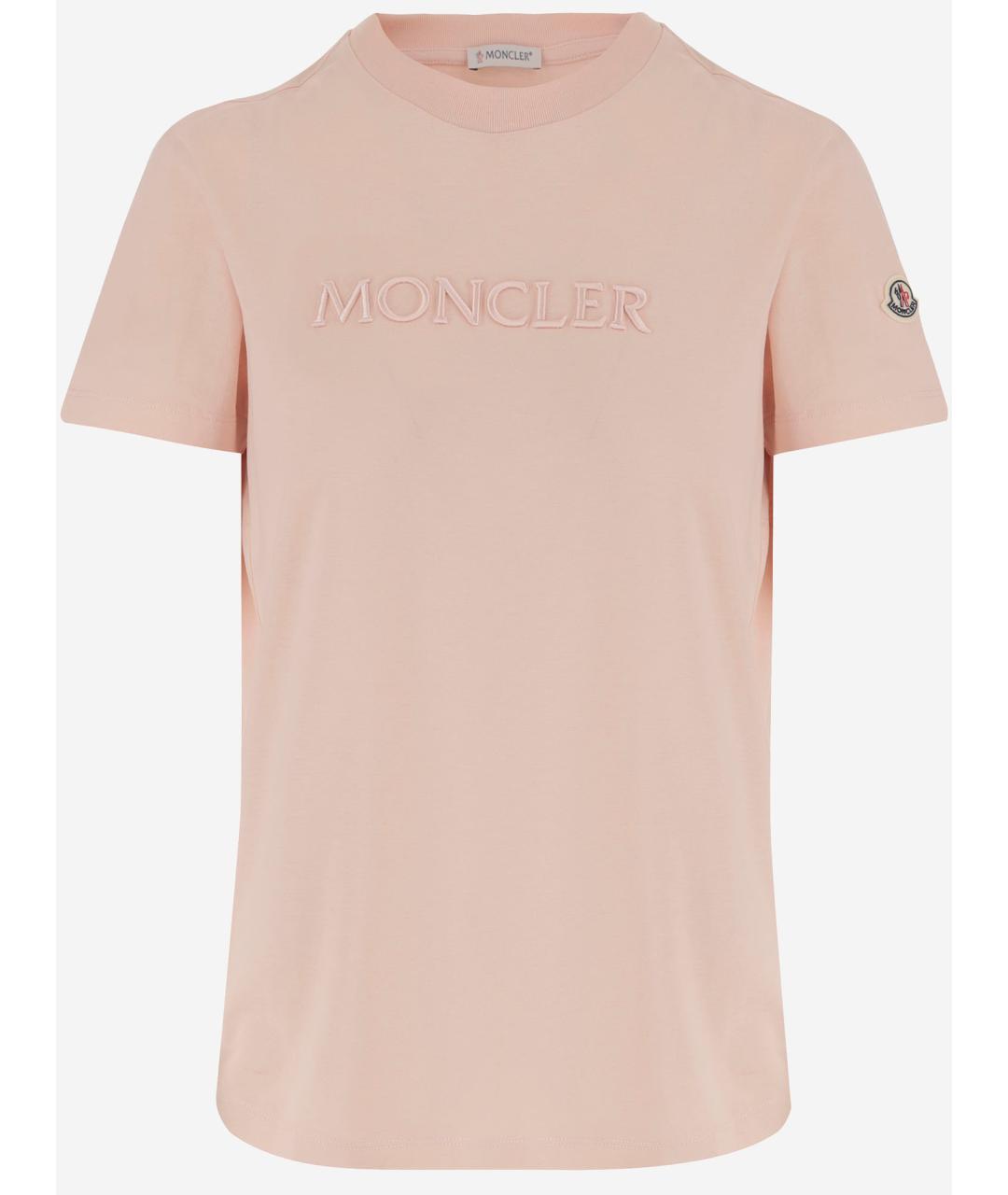 MONCLER Розовая хлопковая футболка, фото 1
