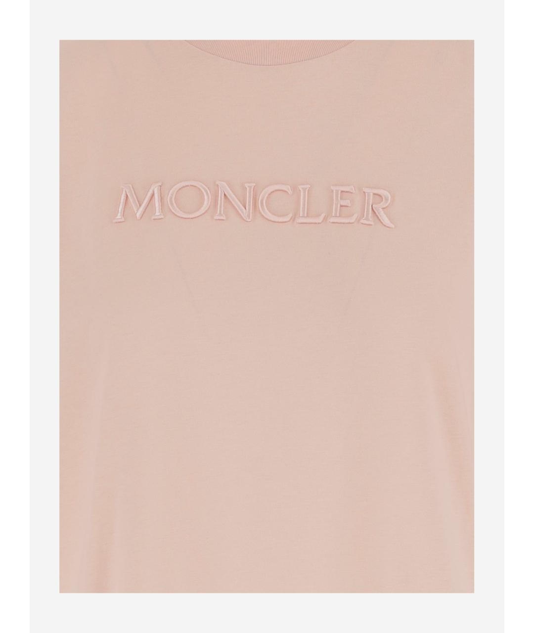 MONCLER Розовая хлопковая футболка, фото 3