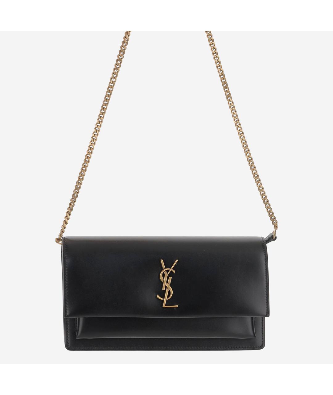 SAINT LAURENT Черная кожаная сумка через плечо, фото 4