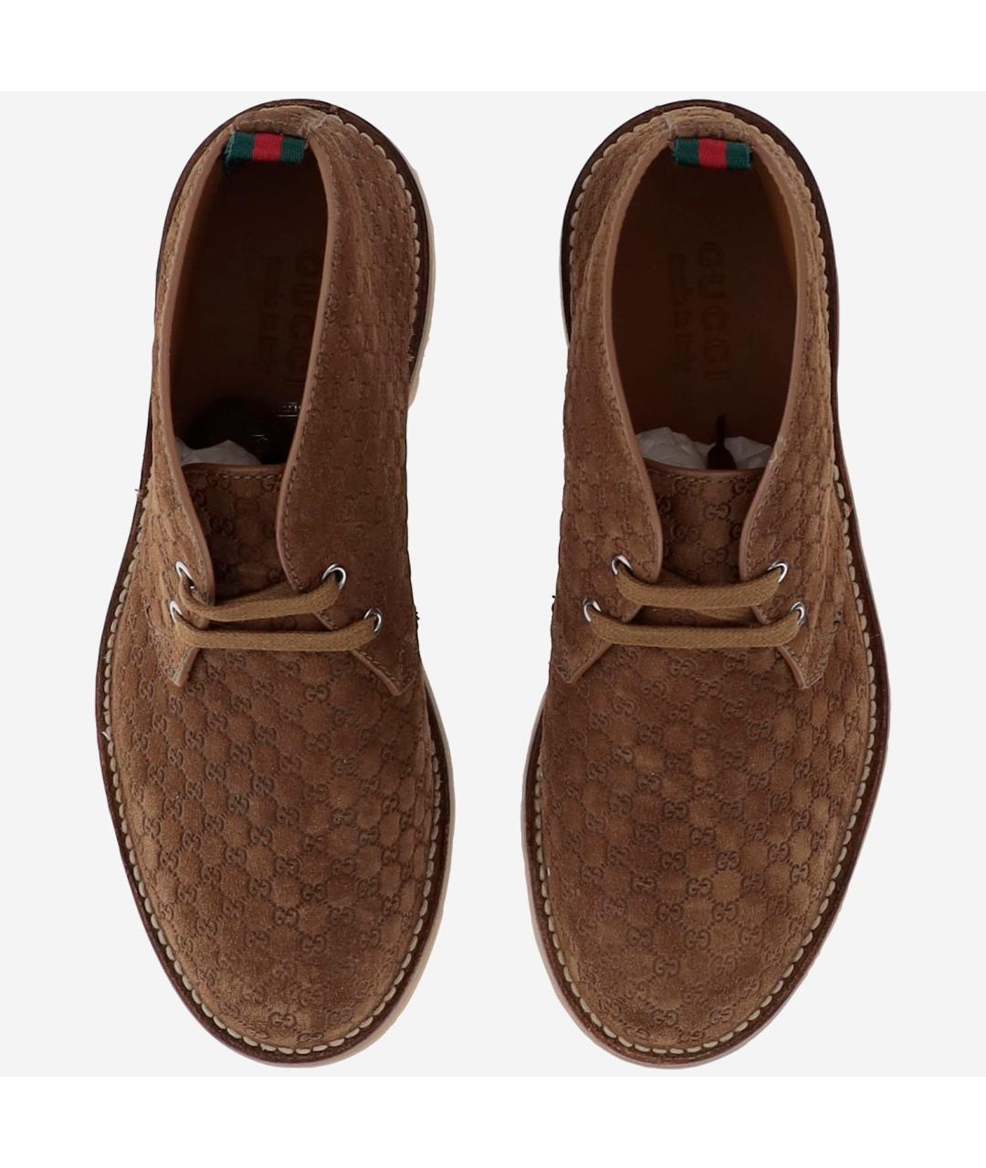 GUCCI Коричневые замшевые низкие ботинки, фото 2