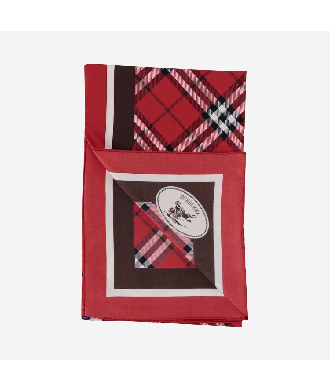 BURBERRY Красный шелковый шарф, фото 3