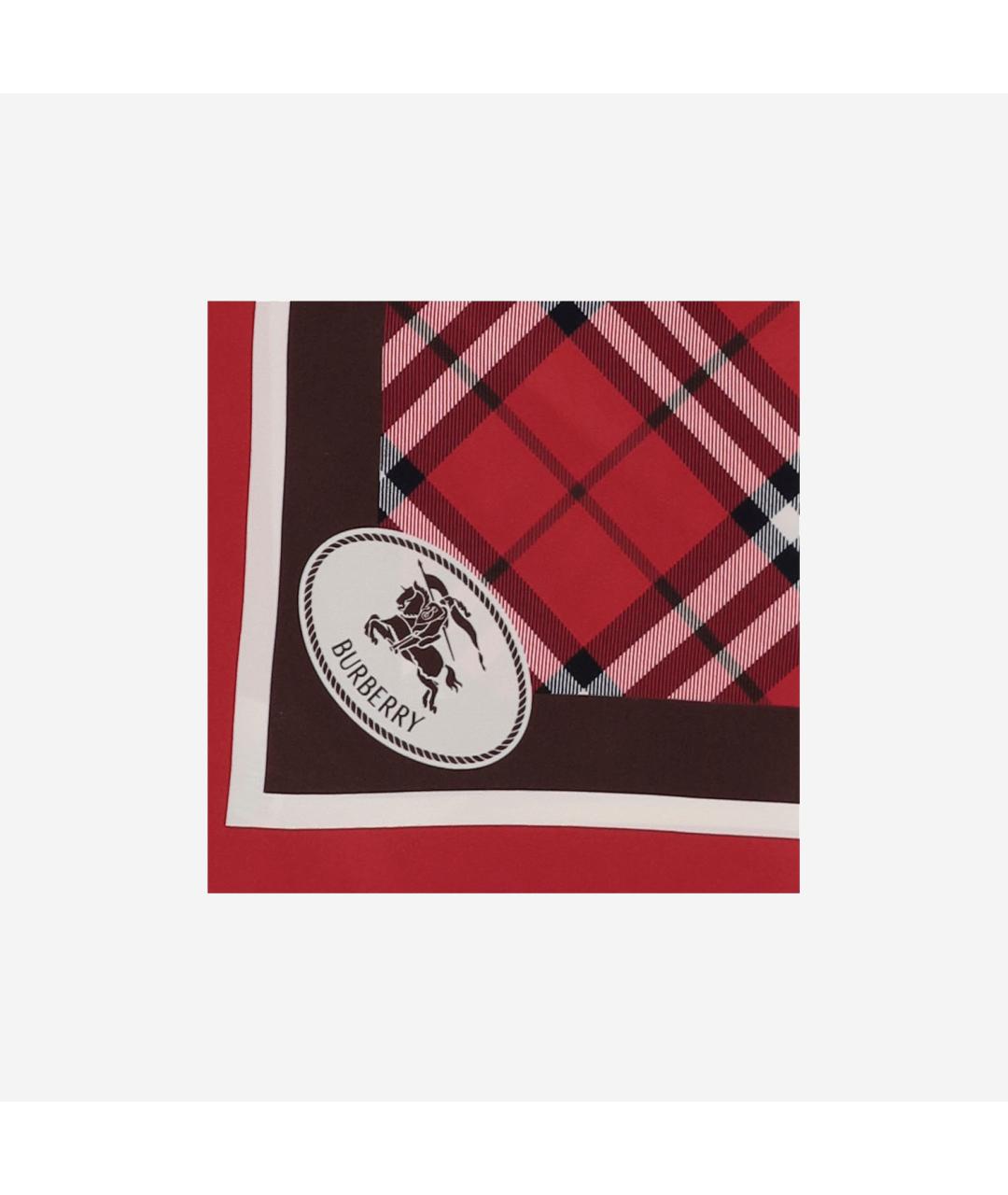 BURBERRY Красный шелковый шарф, фото 2