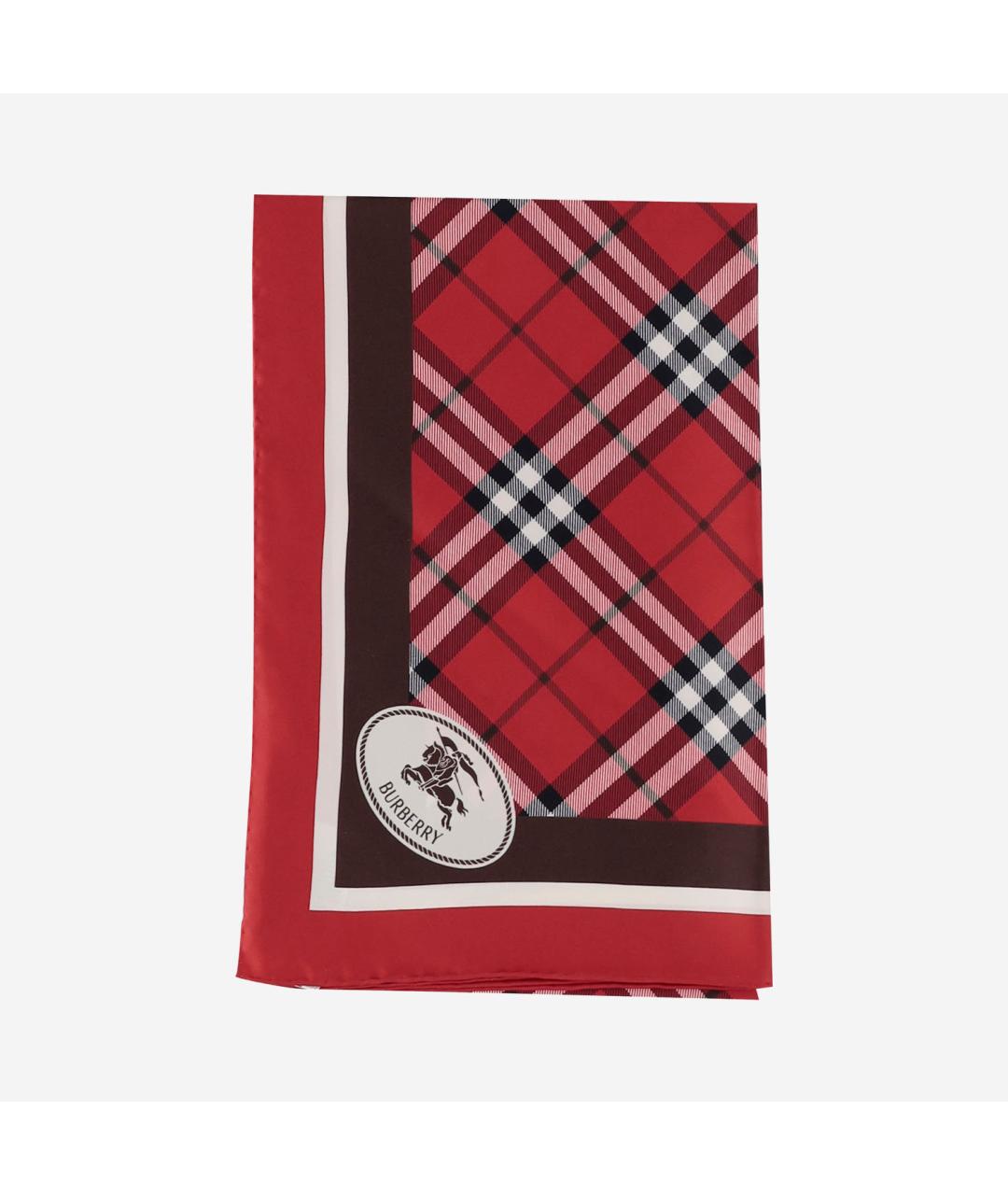 BURBERRY Красный шелковый шарф, фото 4
