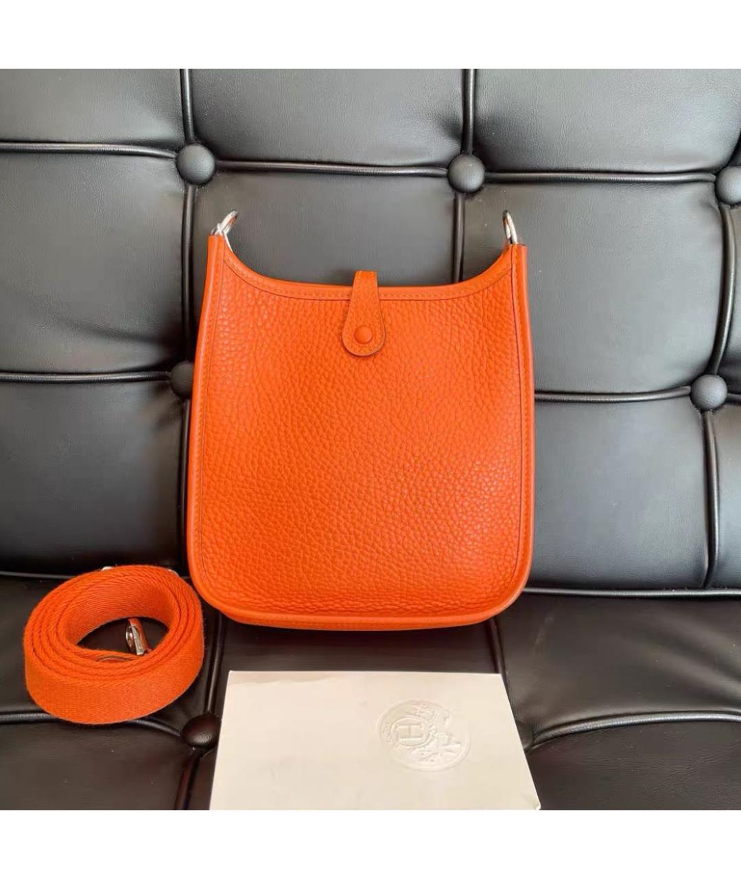 HERMES Оранжевая кожаная сумка через плечо, фото 2