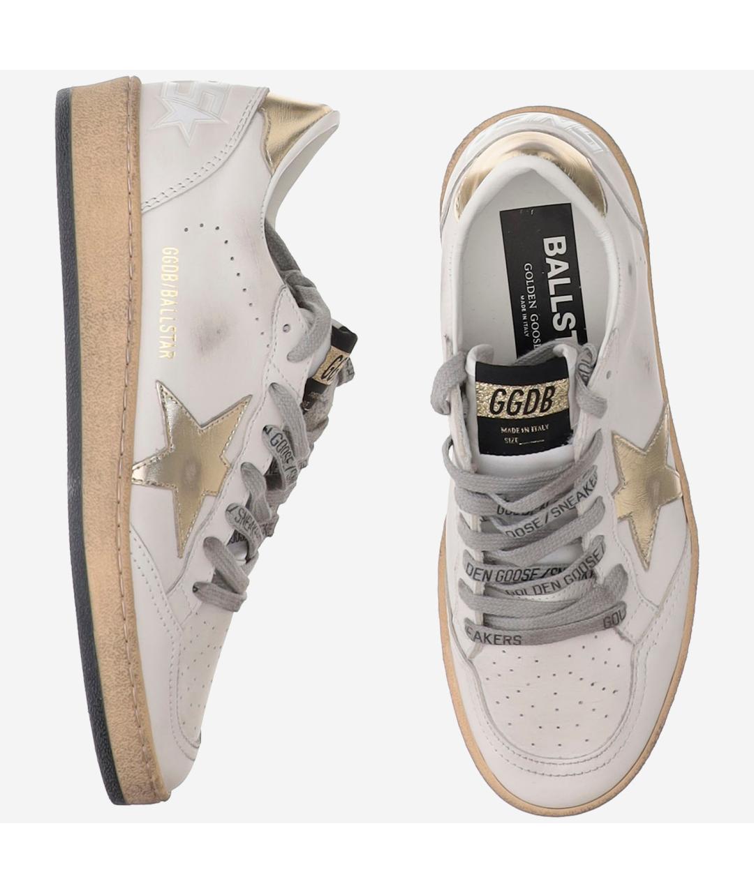 GOLDEN GOOSE DELUXE BRAND Бежевые кожаные кеды, фото 2