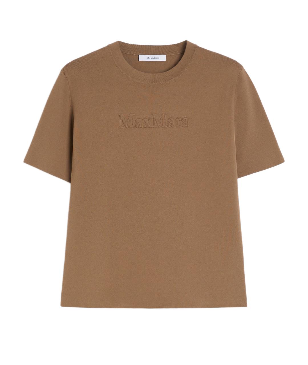 MAX MARA Коричневая хлопковая футболка, фото 1