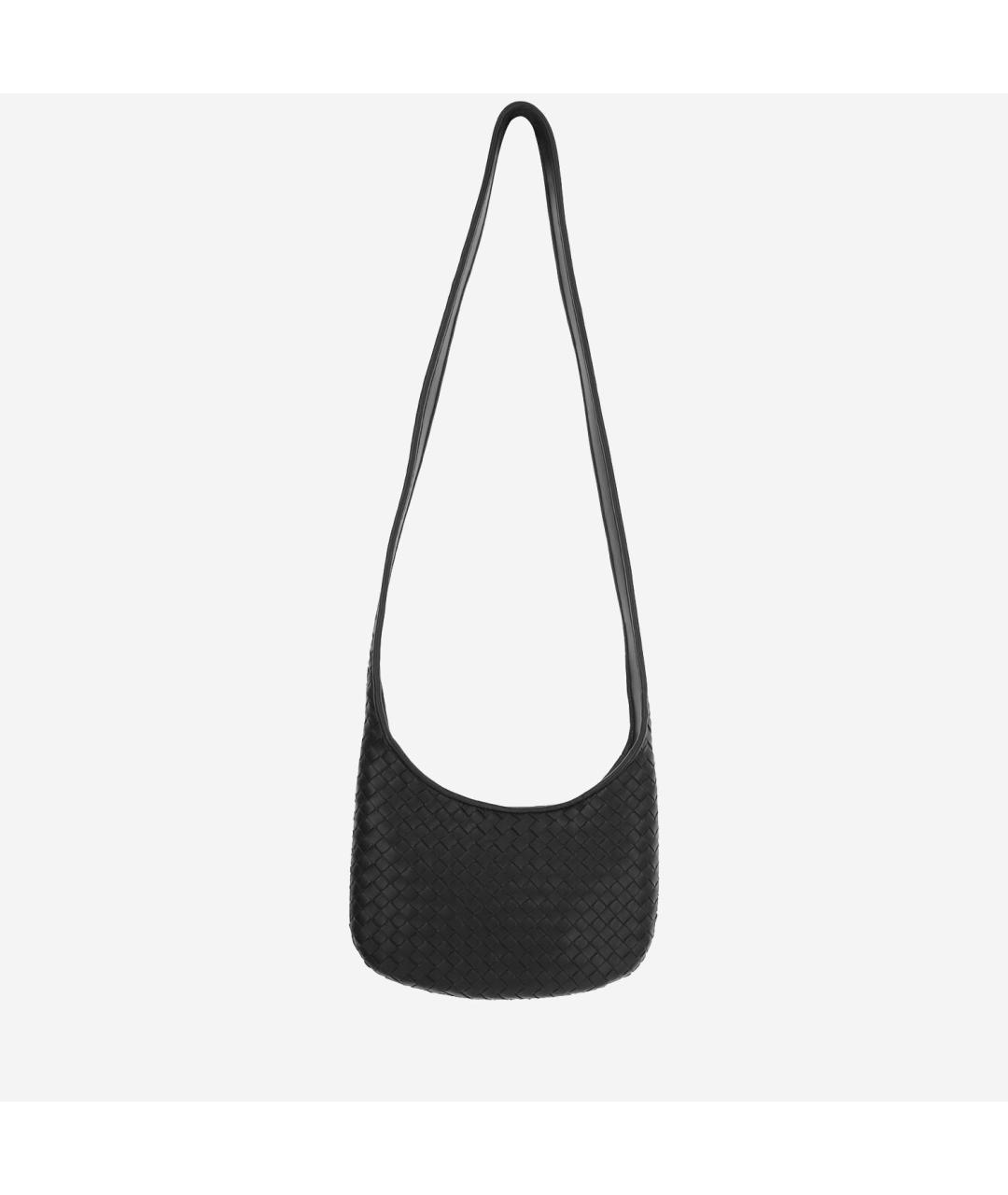 BOTTEGA VENETA Черная кожаная сумка на плечо, фото 4