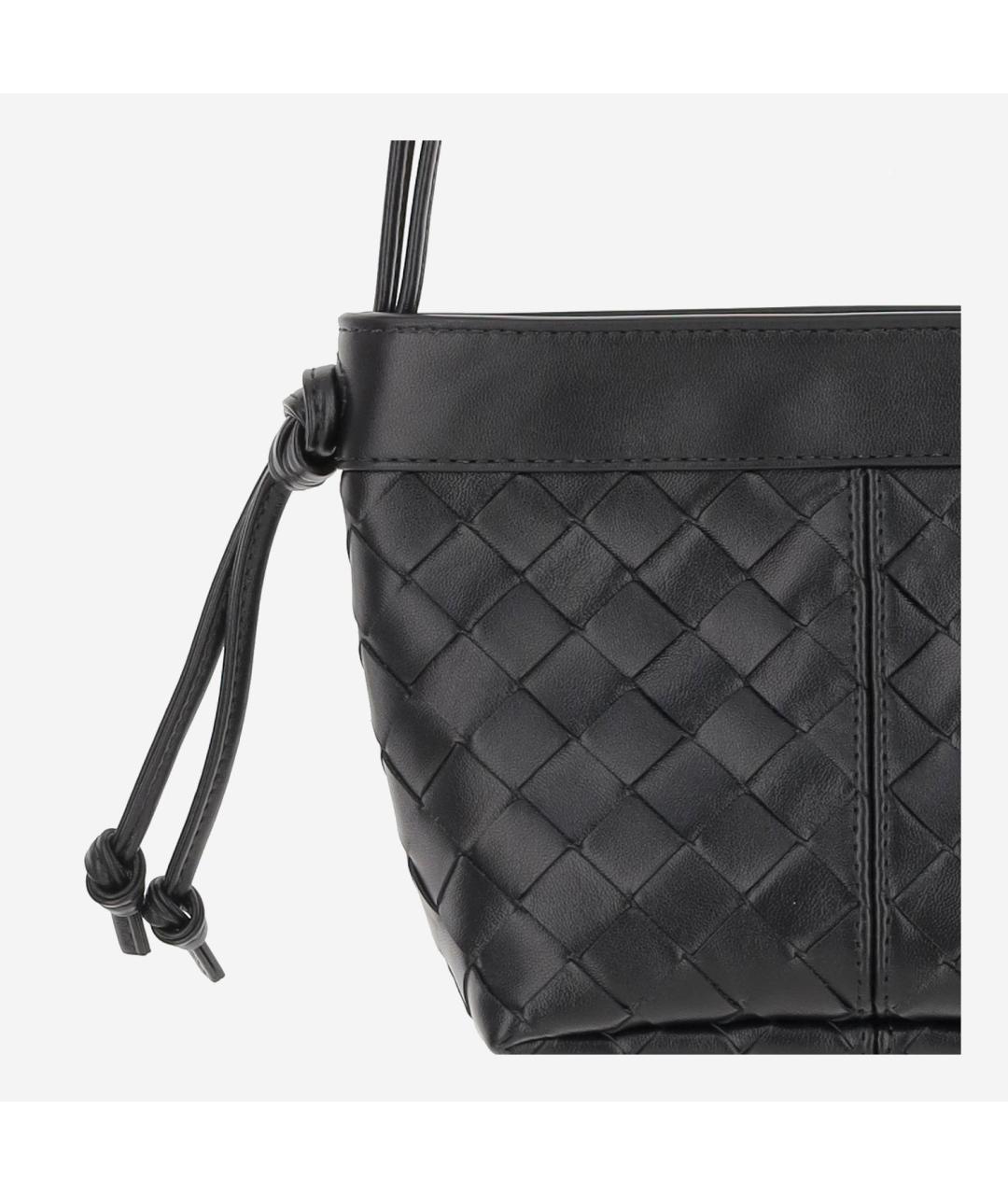 BOTTEGA VENETA Черная кожаная сумка через плечо, фото 4