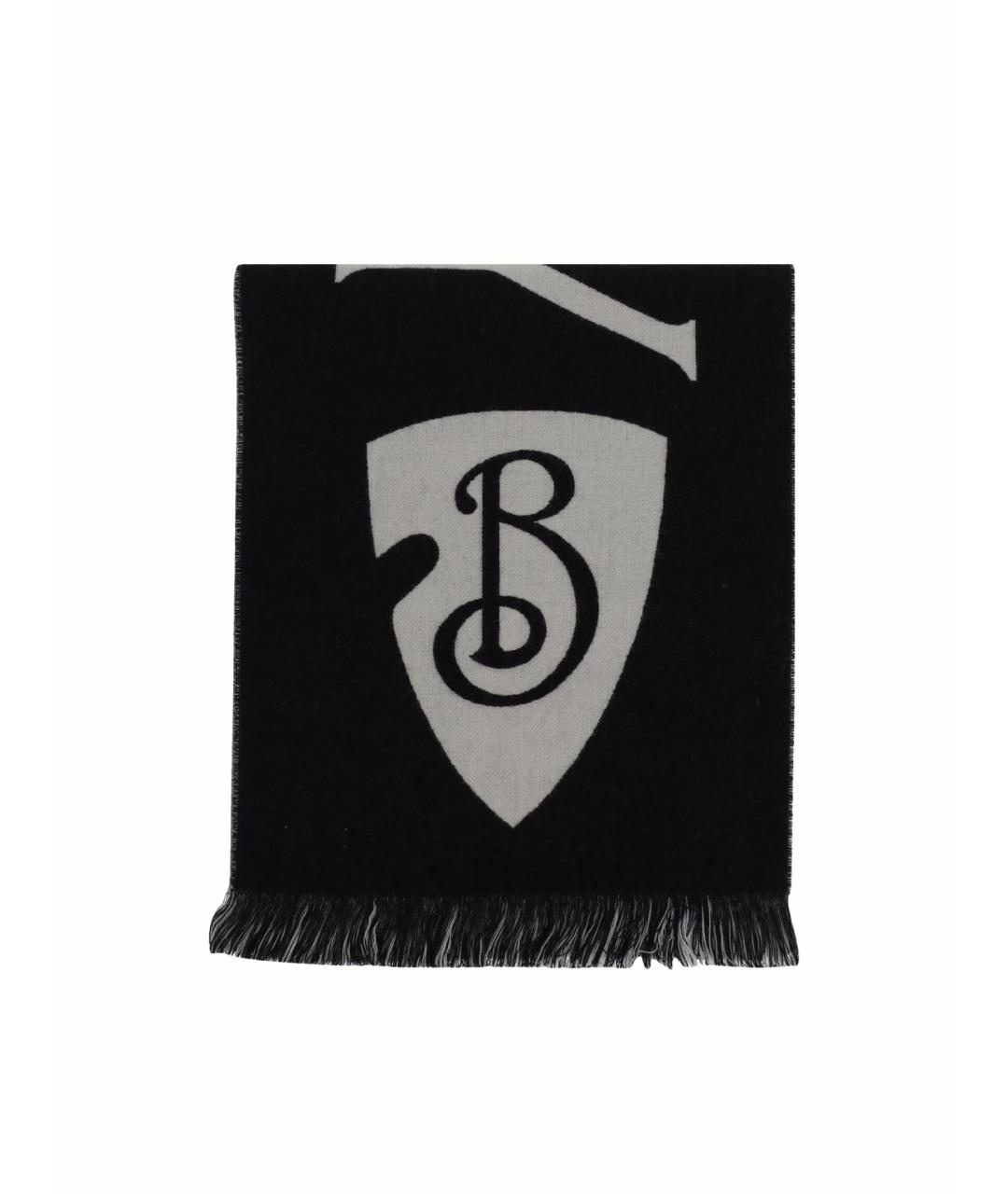 BURBERRY Черный шерстяной шарф, фото 1
