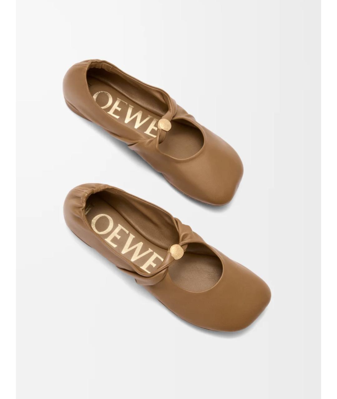 LOEWE Коричневые кожаные балетки, фото 4