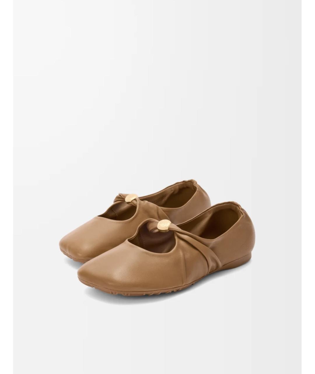 LOEWE Коричневые кожаные балетки, фото 3