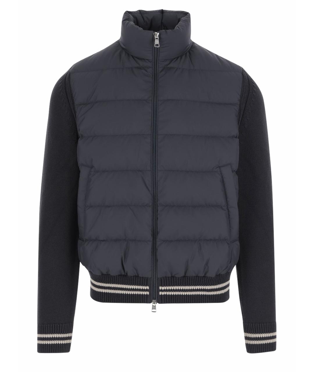 MONCLER Темно-синяя полиэстеровая куртка, фото 1