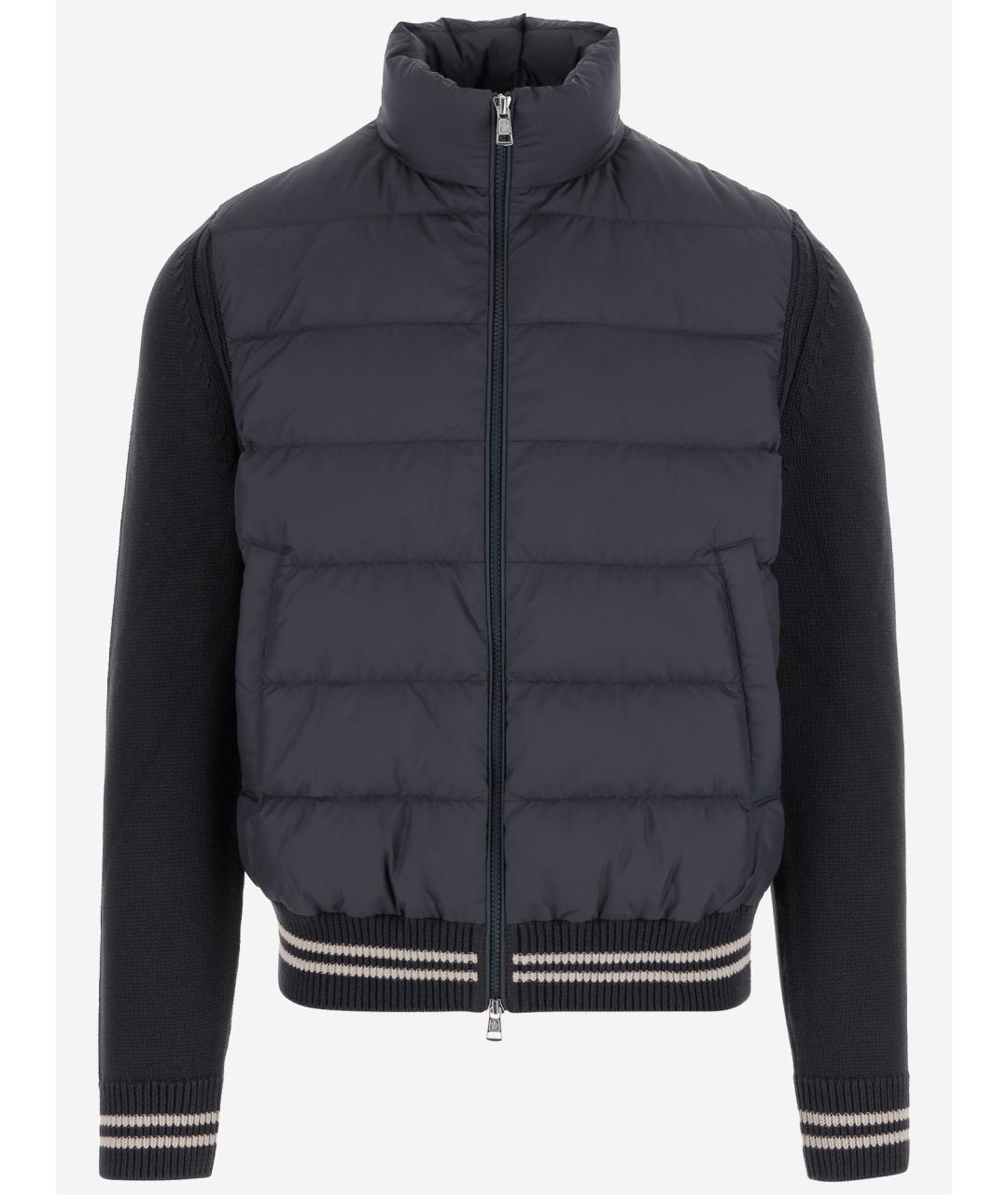 MONCLER Темно-синяя полиэстеровая куртка, фото 4