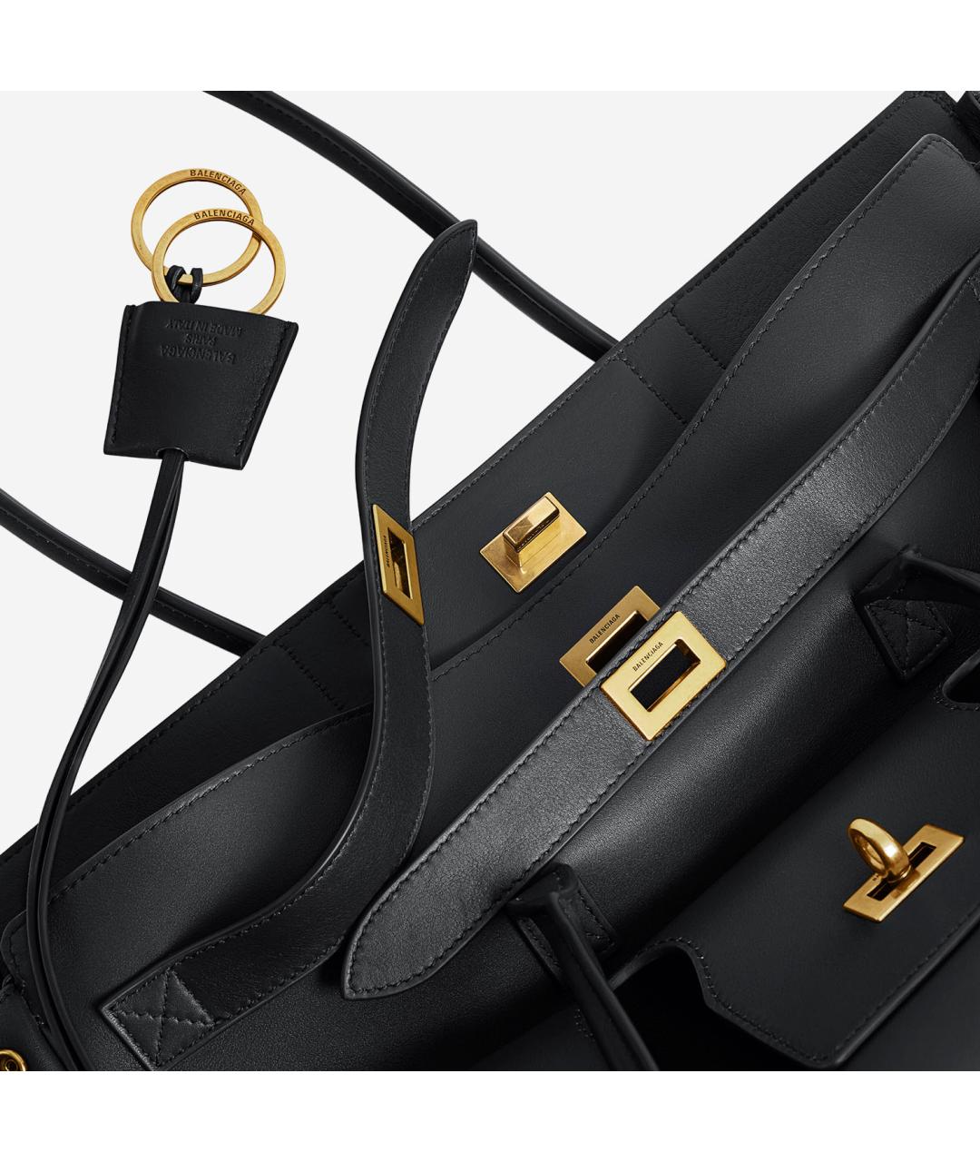 BALENCIAGA Черная кожаная сумка тоут, фото 5