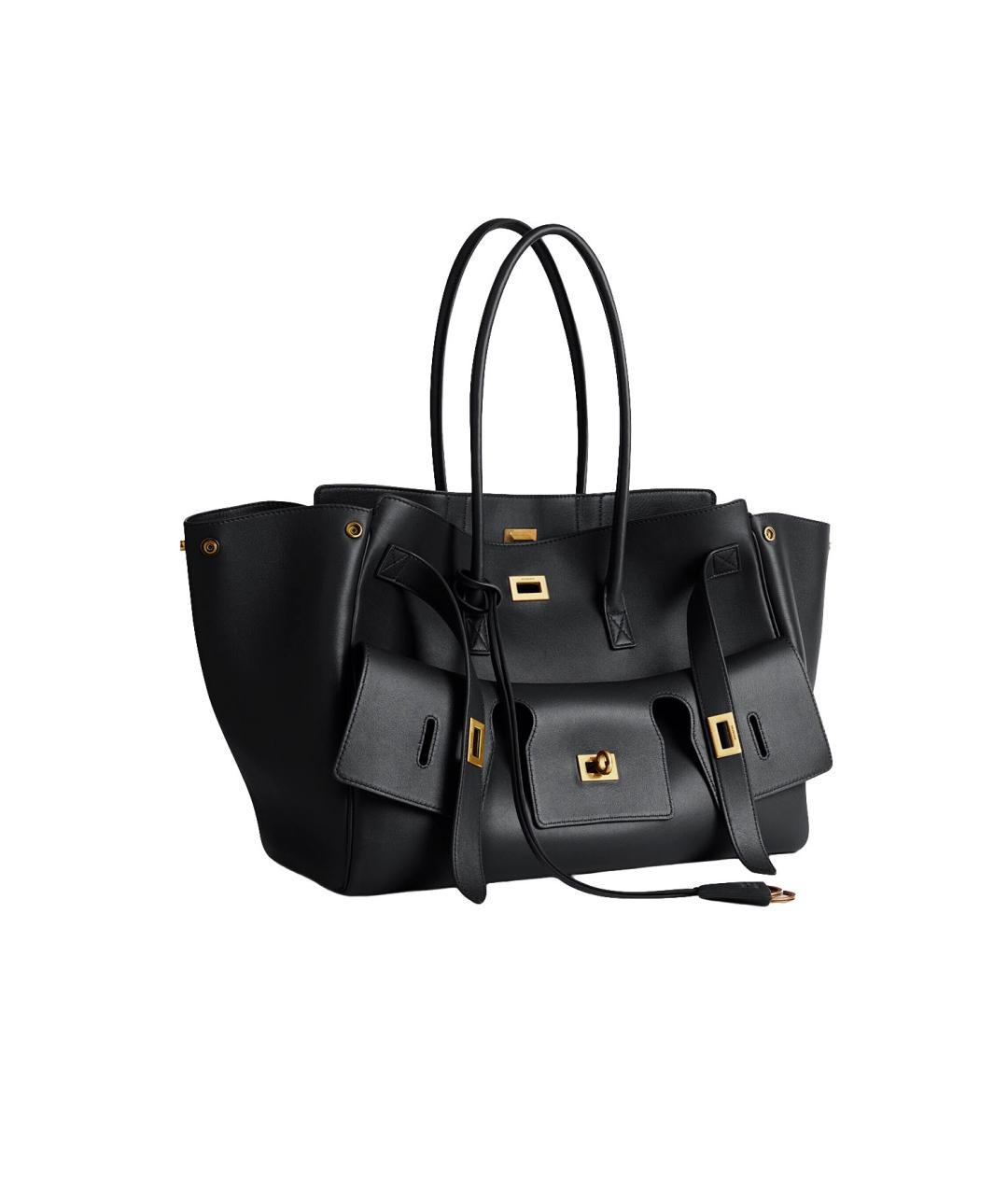 BALENCIAGA Черная кожаная сумка тоут, фото 2