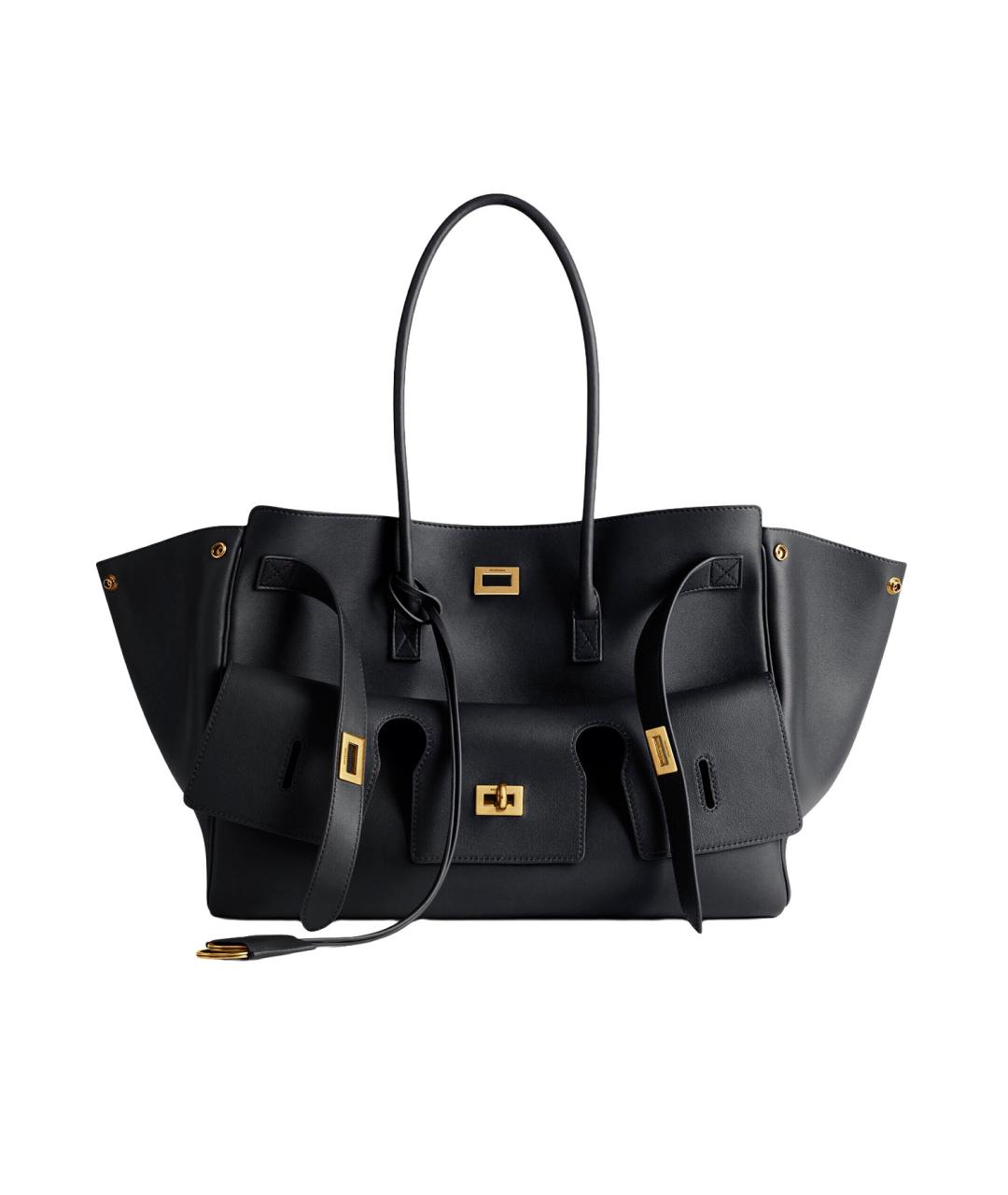 BALENCIAGA Черная кожаная сумка тоут, фото 1