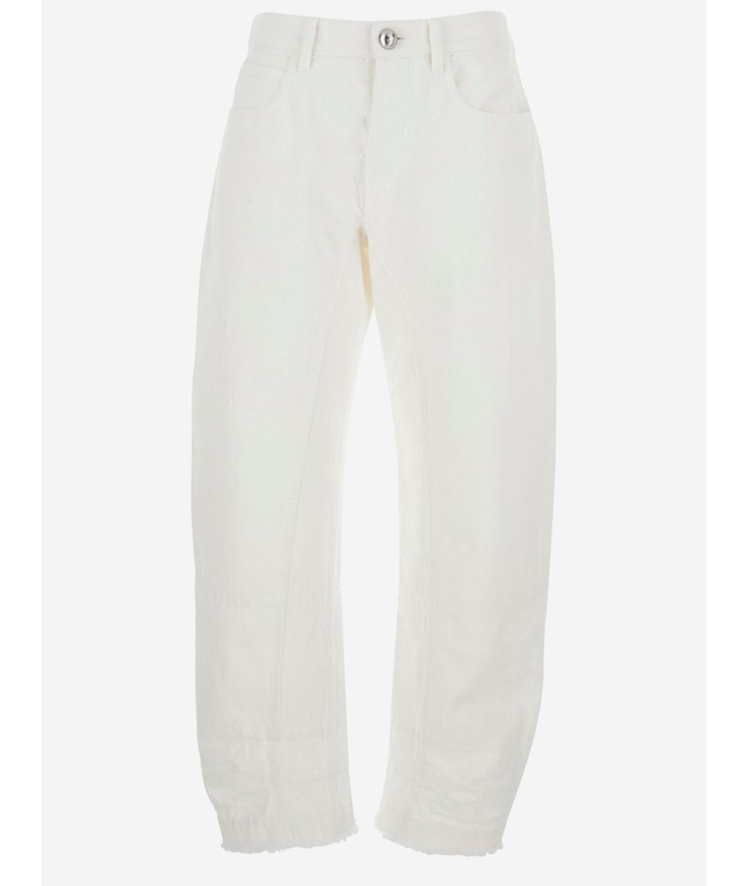 JIL SANDER Белые хлопковые прямые брюки, фото 4