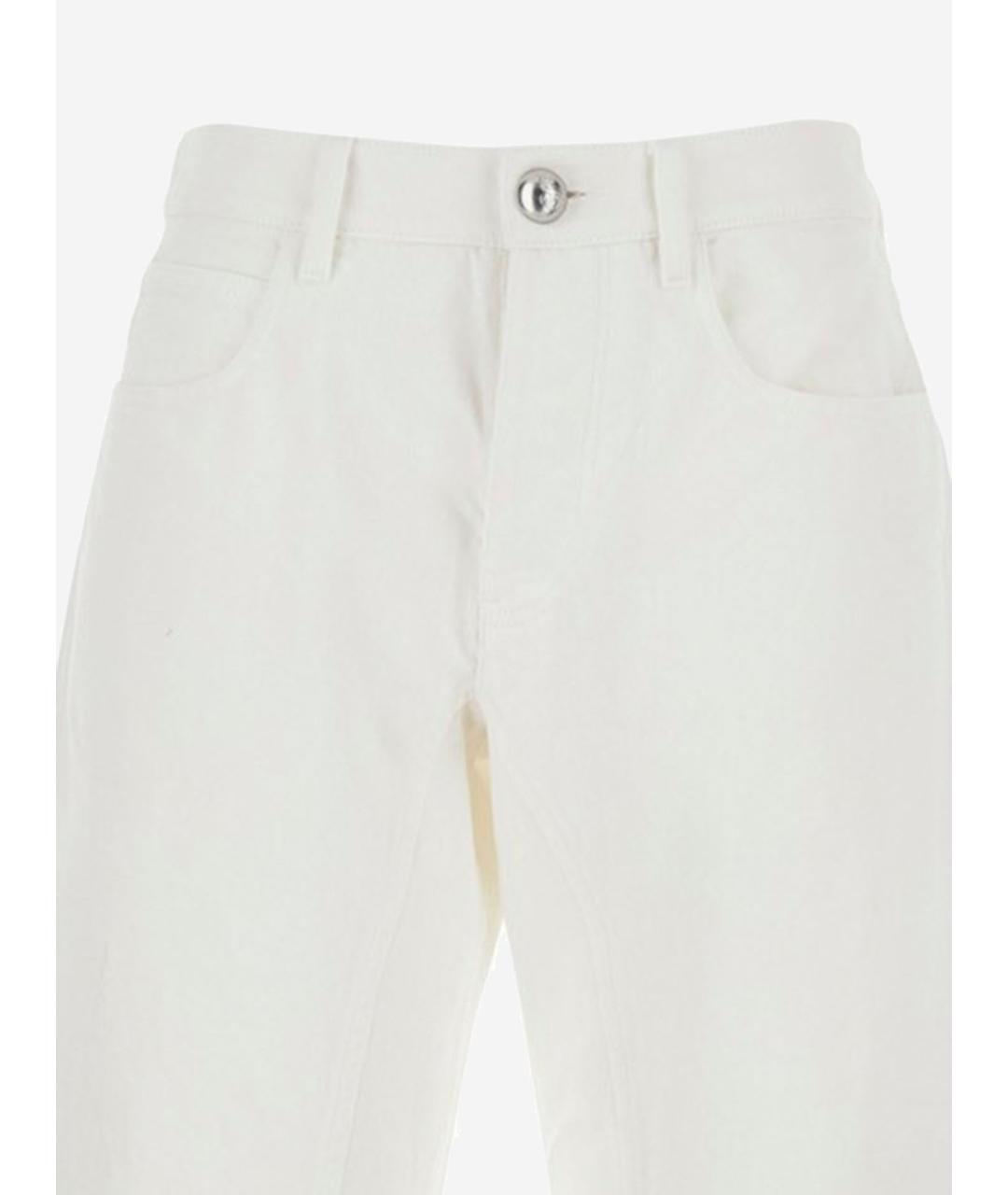 JIL SANDER Белые хлопковые прямые брюки, фото 3