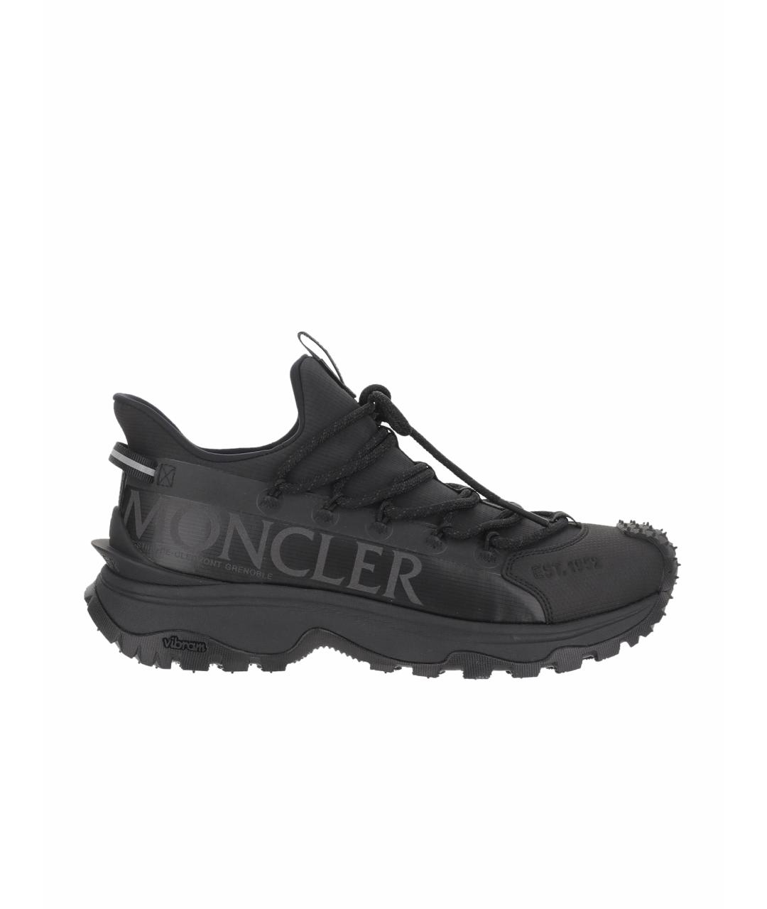 MONCLER Черные синтетические низкие кроссовки / кеды, фото 1