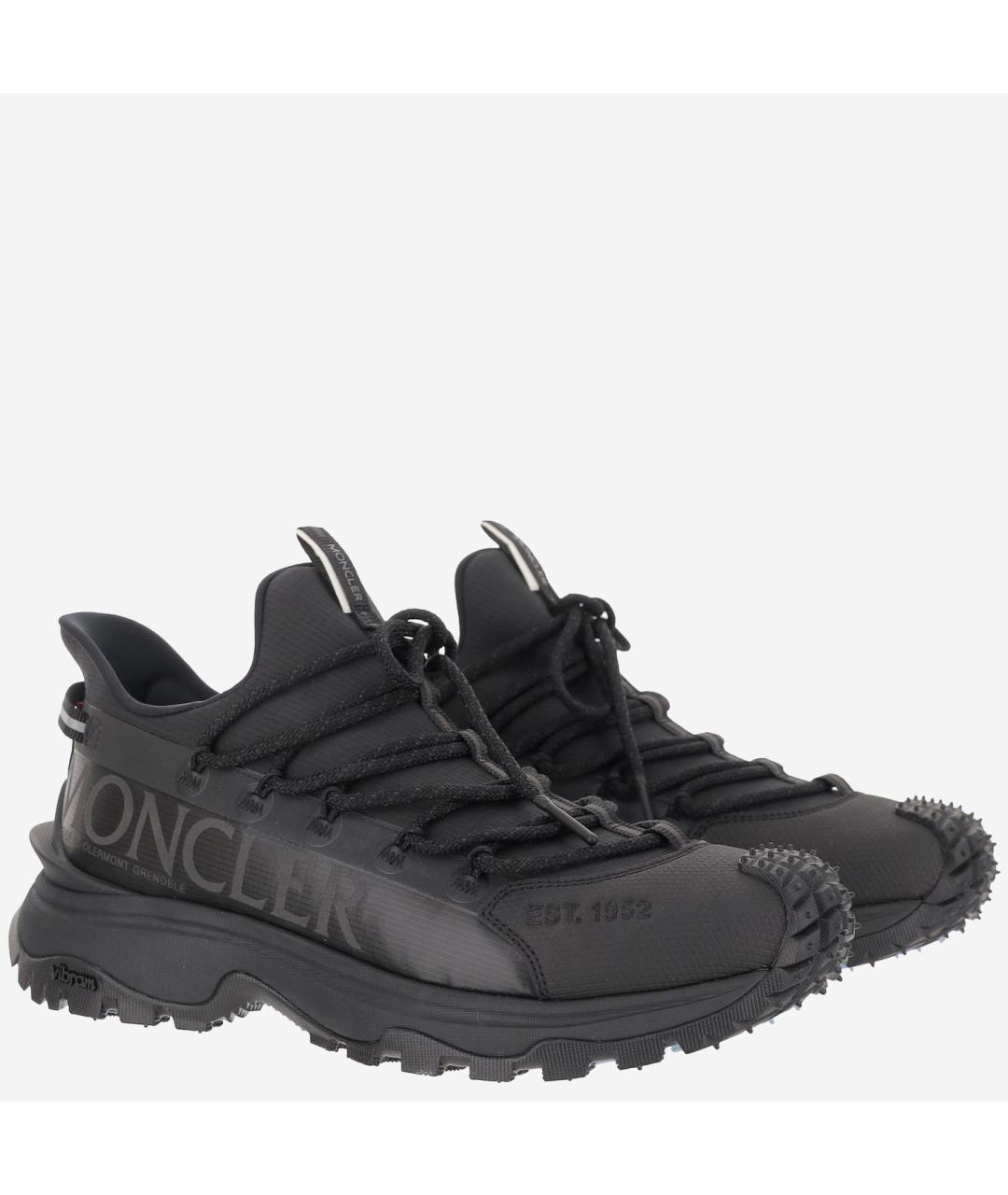 MONCLER Черные синтетические низкие кроссовки / кеды, фото 3