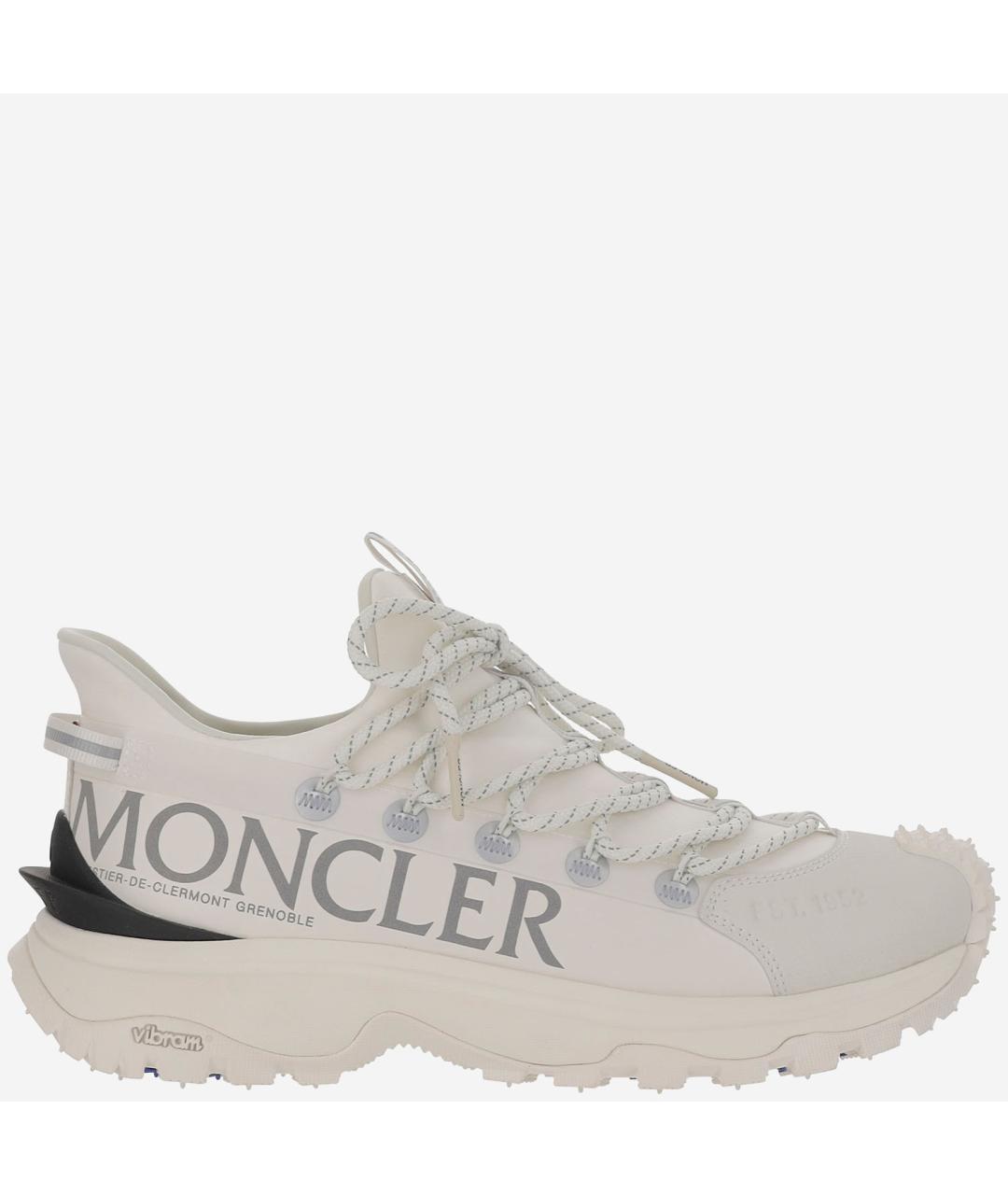 MONCLER Белые синтетические низкие кроссовки / кеды, фото 6