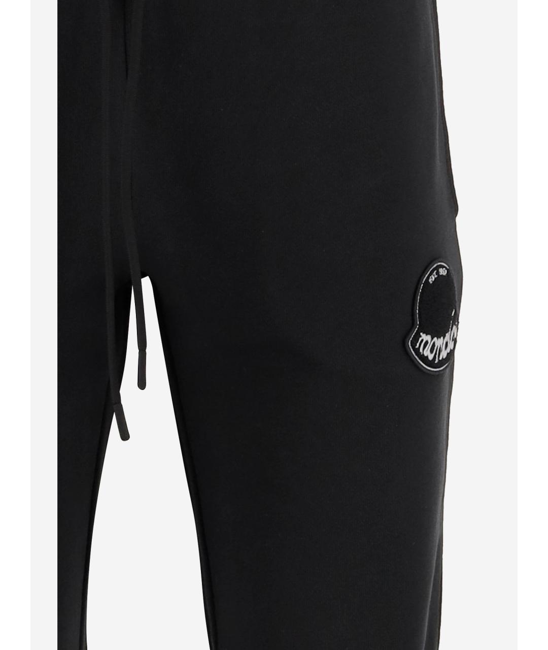 MONCLER Черные хлопковые повседневные брюки, фото 3