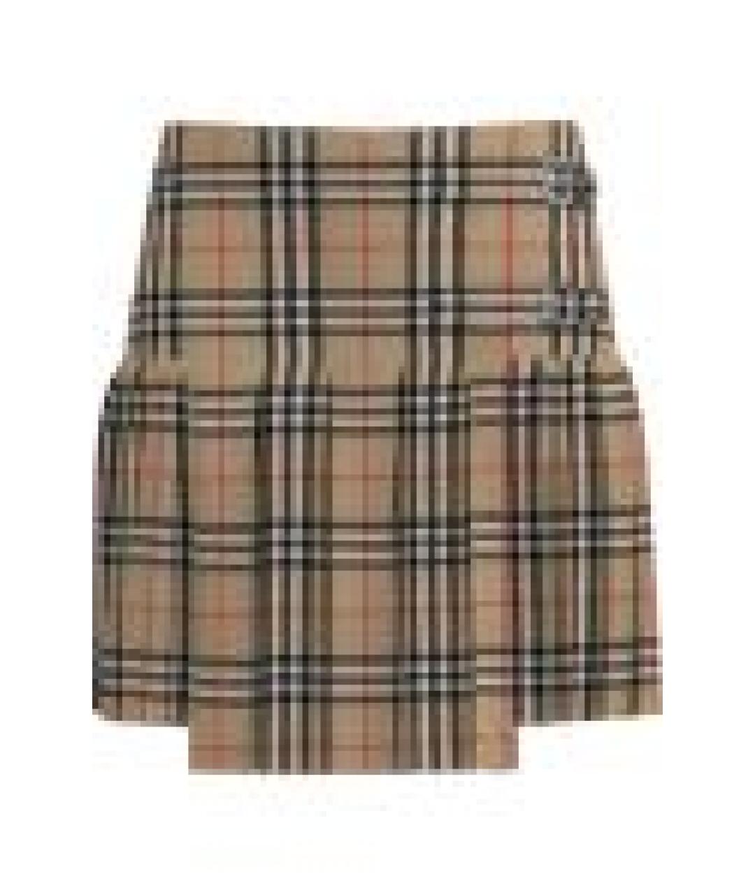 BURBERRY Бежевая шерстяная юбка мини, фото 1
