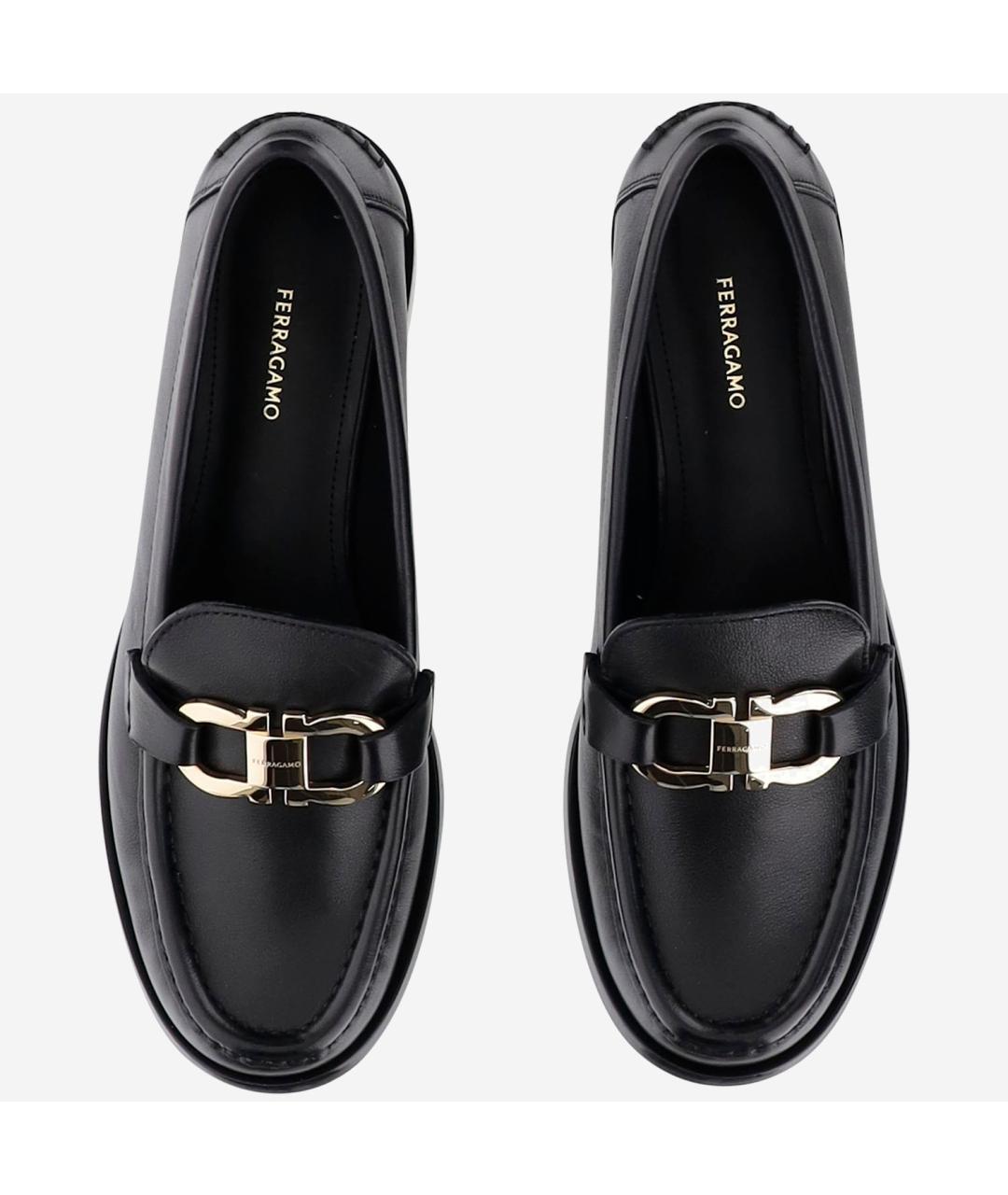 FERRAGAMO Черные кожаные лоферы, фото 2