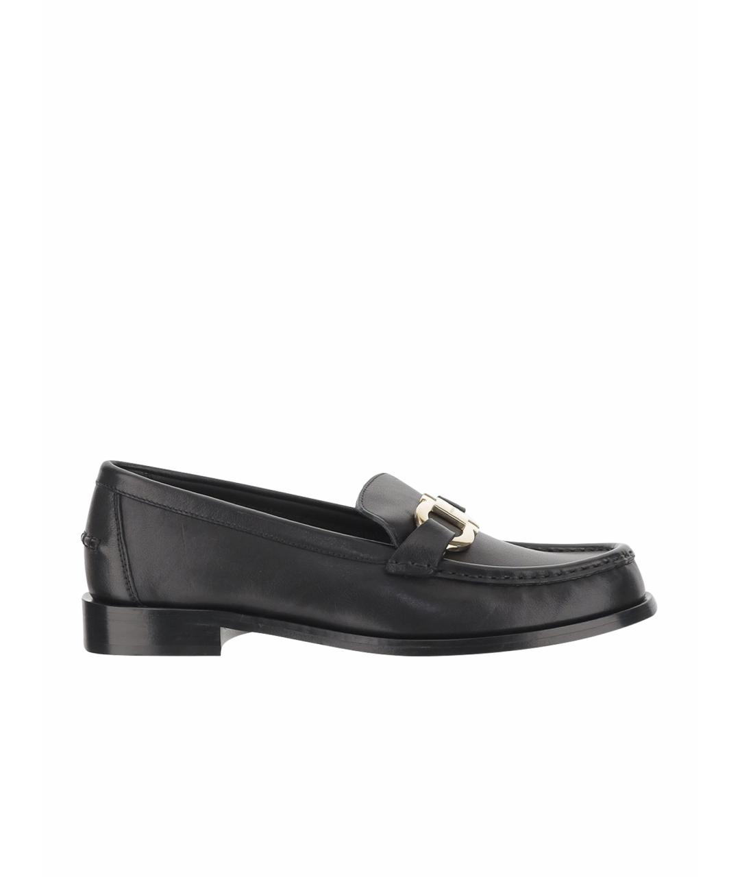 FERRAGAMO Черные кожаные лоферы, фото 1