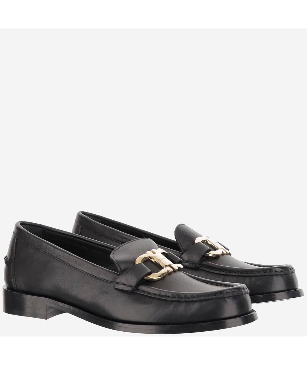 FERRAGAMO Черные кожаные лоферы, фото 3