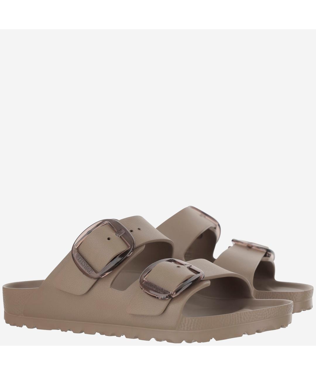 BIRKENSTOCK Бежевые кожаные шлепанцы, фото 3