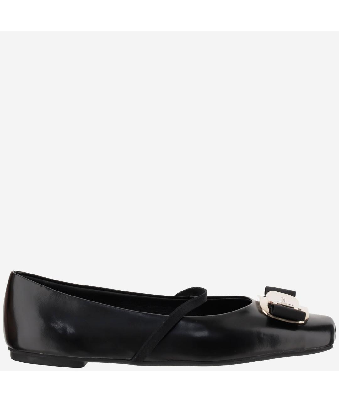 FERRAGAMO Черные кожаные балетки, фото 6
