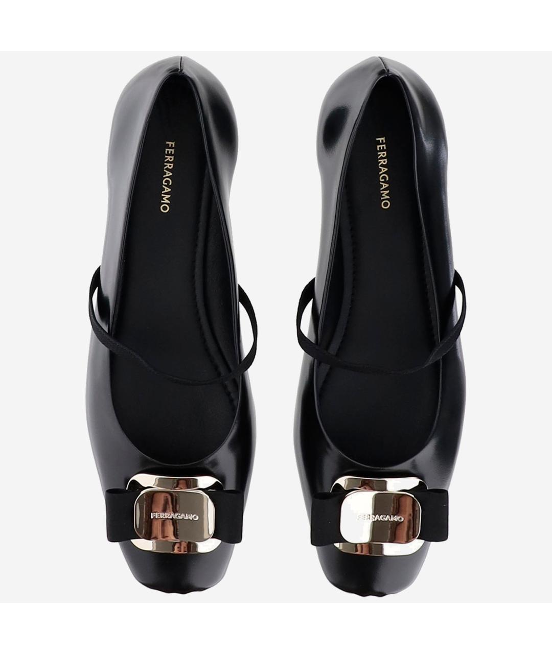 FERRAGAMO Черные кожаные балетки, фото 2