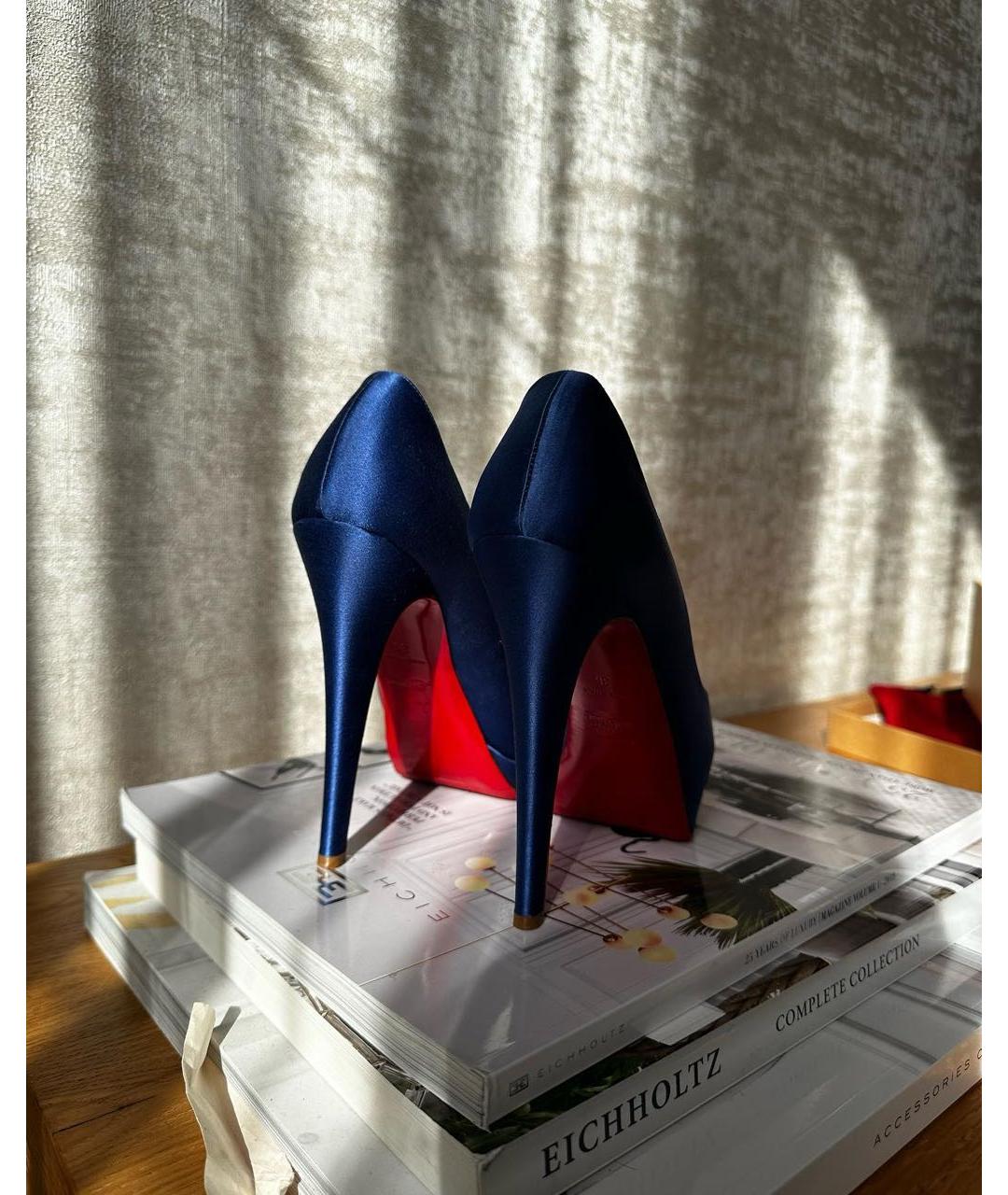 CHRISTIAN LOUBOUTIN Синие текстильные туфли, фото 4