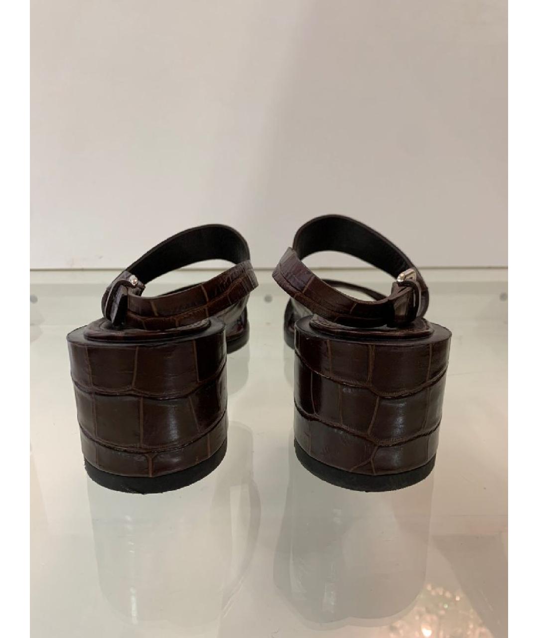 JIL SANDER Коричневые кожаные босоножки, фото 4