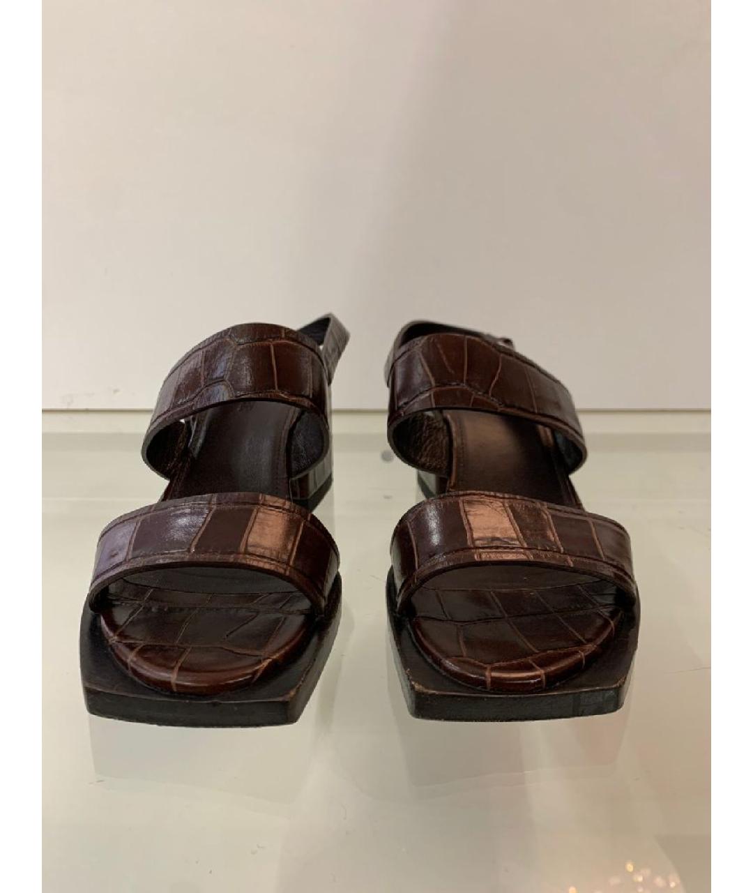 JIL SANDER Коричневые кожаные босоножки, фото 5